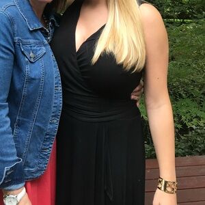 Black Sleeveless Wrap Dress